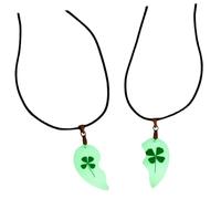 FOMIYES Collier Pendentif 1 Paire Trèfle Lumineux Fleurs Séchées, Chaîne Clavicule Délicate, Bijoux Couple Amoureux, Collier à Breloque Fleur pour Femme, Design Naturel et Romantique