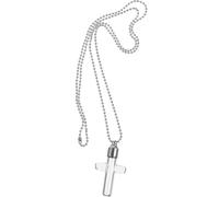 FOMIYES Collier Pendentif Croix Transparent en Verre Fiole Ouvrable, Acier Inoxydable, Bijou de Crémation pour Cendres, Souvenir Funéraire Discret et Élégant, Accessoire pour Femmes