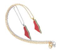 FOMIYES Collier Pendentif Pastèque Unisexe Bohème en Métal Doré et Argenté Léger pour Femmes et Hommes Usage Quotidien Présent Été 2 Pièces