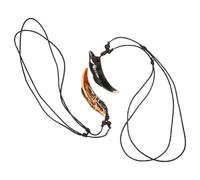 FOMIYES Collier Requin pour Homme 2 Pièces Noir et Rouge-brun en Résine, Pendentif Imitation Dent de Requin, Bijoux Masculins pour Soirées et Voyages