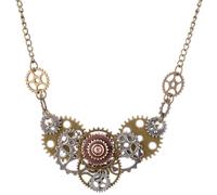 FOMIYES Collier Steampunk Femme Alliage avec Pendentif Engrenage Vintage Rétro Gothique pour Halloween Cadeau