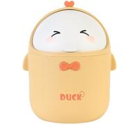 FOMIYES Corbeille à Papier de Bureau Jaune en Plastique Couvercle, Petite Poubelle de Dessin Animé Portable pour Salle de Bain, Bureau et Chambre, Poubelle Mignonne Compacte