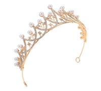 FOMIYES Couronne Baroque de Mariage en Alliage Or Perles Incrustées et Cristaux, Diadème Léger et Confortable pour Accessoires Cheveux de Mariée aux Fêtes et Anniversaires
