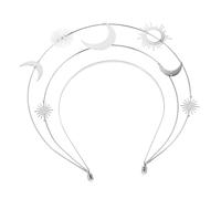 FOMIYES Couronne de Déesse Argentée Étoiles et Lune Bandeau Tête Fait Main Couches Élégant pour Femmes Fêtes Anniversaire Cosplay