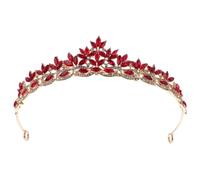 FOMIYES Couronne de Mariage Rouge Ornée de Strass Brillants Bandeau Accessoire pour Cheveux de Mariage Bijou de Tête Élégant pour Cérémonies et Fêtes Accessoire Femme Cérémonial
