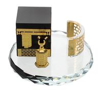 FOMIYES Décor Architecture Islamique Kaaba Ronde en Cristal Ensemble 3 Pièces Souvenir Arabie Saoudite Accessoire Maison Bureau Présent Musulman