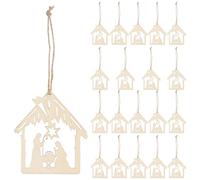 FOMIYES Décorations de Sapin de Noël en Bois Naturel Non Finition, 40 Pièces D’ornements Suspendus Représentant la Nativité Naissance de Jésus, Ornements Religieux Chrétiens pour Déco