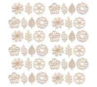 FOMIYES Découpes de Fleurs et Feuilles en Bois Brut pour Loisirs Créatifs Garçon et Filles Rondelles en Bois à Peindre 25 MM Kit 4 Sachets pour Scrapbooking et Activités Manuelles