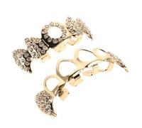 FOMIYES Dentaires Hip Hop Dorés Set de Dentier Vampire Bijoux Dentaires Rhinestone pour Cosplay et Fêtes à Thème Ajustable