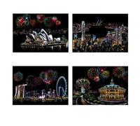 FOMIYES Dessin à Gratter pour Adultes Kit Créatif Anti-stress Image Opéra de Sydney Carte Gratter Personnalisable Outil Manuel pour Loisirs Créatifs et Décoration Papier Spécial