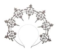 FOMIYES Diadème de Déesse Couronne Halo en Métal Noir, Style Soleil à Pointes, Fait Main, Léger et Confortable, pour Filles et Mariée, Carnaval et Anniversaires
