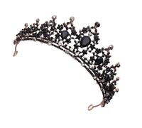 FOMIYES Diadème de Mariage Vintage Noir Cristaux Couronne Princesse Élégante pour Coiffure de Mariage et Séance Photo Accessoire Léger et Solide pour Cérémonie et Fête