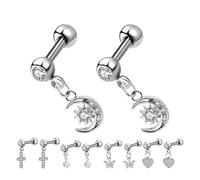 FOMIYES Ensemble 10 Puces D’Oreilles en Acier Inoxydable pour Femmes Boucles D’Oreilles Cartilage Croix Lune Étoile Insecte et Cœur Hypoallergéniques pour Quotidien et Fêtes