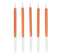 FOMIYES Ensemble 5 Pcs Stylets de Modelage Double Embout en Silicone Manches en Bois Outils de Sculpture pour Poterie et Argile Stylo à Pointiller Précis pour Loisirs Créatifs et Nail