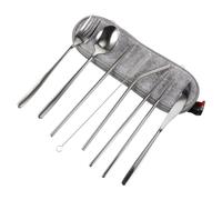 FOMIYES Ensemble Couverts de Voyage 7 Pièces en Acier Inoxydable 304 Argenté Fourchette, Cuillère et Baguettes Portables, Kit Vaisselle Portable pour Camping, Pique-niques et Activités