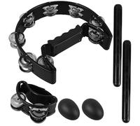 FOMIYES Ensemble D’Instruments de Percussion pour Débutants, Comprenant Tambourin à Pied Clochettes, Œufs à Secouer et Bâtons Rythmiques, Accessoires de Musique pour Apprentissage