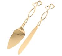 FOMIYES Ensemble de 2 Pièces Serveur à Tarte et Couteau à Gâteau Doré, Acier Inoxydable, Taille Moyenne, Outil de Découpe de Gâteau pour Mariage, Anniversaire et Fêtes, Ustensiles Cuisine