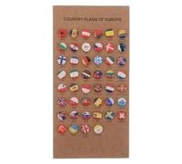 FOMIYES Ensemble de 46 Punaises de Drapeaux Européens en Bois pour Décorations de Tableau Liège, Portable et Facile à Ranger, pour Salle de Classe ou Bureau