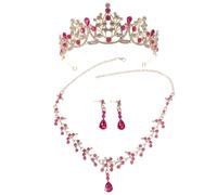 FOMIYES ensemble de trois pièces de coiffure de mariage couronne catrina pour femme couronnes rouges diadème rouge pour les filles couronne rose bijoux de paon Tiare rose alliage