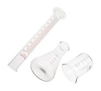 FOMIYES Ensemble D'instruments de Mesure Scientifique en Verre Borosilicaté Bécher 250 Ml, Fiole Conique 250 Ml, Cylindre Gradué 100 Ml Dispositif de Mesure Précis pour Laboratoire