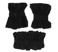 FOMIYES Ensemble Faux Col Plissé et Poignets Amovibles en Coton Noir Style Victorien Col et Poignets à Volants pour Femme Accessoire Couture Élégant pour Tenue Formelle et Quotidienne