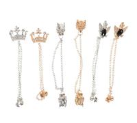 FOMIYES Épingles à Col Rétro pour Homme Ensemble de 6 Broches Vintage Couronne Dorée Tête de Dragon Argentée et Pierres Noires Pinces Décoratives pour Pulls et Cardigans Accessoires