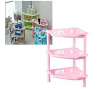 FOMIYES Étagère de Rangement en Plastique à 3 Niveaux pour Bureau et | Rose, Nettoyage Facile, Installation Simple, Grosse Capacité, Combinaison