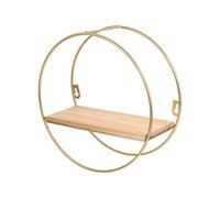 FOMIYES Étagère Murale Nordique en Fer Forgé Doré, Grosse Forme Ronde, Support de Rangement Géométrique, Étagère Flottante Décorative pour Salon Cuisine, Rangement Mural Pratique et