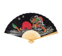 FOMIYES Éventail Chinois Mural Décoratif Pliant 0,5x0,9 M Noir Dragon, Grand Éventail Décor Mural Asiatique pour Salon, Décoration Artisanale Feng Shui, Accessoire Décoration Intérieure