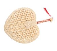 FOMIYES Éventail Forme Cœur en Paille de Blé Tissé Main, Ventilateur Naturel Décoratif Mural, Accessoire Photo Vintage, Ventilateur Portable Été, Ventilation Douce et Style Aléatoire