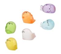 FOMIYES Figurines Phoques Miniatures en Résine, Ensemble de 6 Pièces Multicolores pour Ornements de Micro-Paysages et Décoration de Jardins Miniatures