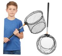 FOMIYES Filet de Pêche Télescopique Noir Manche en Acier Inoxydable Pliable, pour Attraper des Poissons en Plein Air Lors de Sorties de Pêche