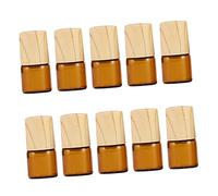 FOMIYES Flacons Roll-on Rechargeables et Anti-fuite Lot de 10 en Verre en Abs 1ml Bouchon Marron pour Huiles Essentielles et Parfums en Voyage