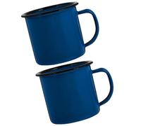 FOMIYES Gobelet à Eau Émaillé Lot de 2 pour Fondue Chinoise, Maison d'Hôtes ou Hôtels, Tasse à Thé et Café en Émail Finition Rétro, Facile à Entretenir