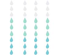 FOMIYES Guirlande en Papier Forme Gouttes de Pluie Bleu Dégradé, 4 Pièces Suspendues pour Décoration Fête Anniversaire, Shower, Bannière Festive Intérieure et Extérieure