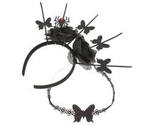 FOMIYES Halloween Headband Set Goth Spider Rose Choker Necklace Dark Style Party Accessory For Women