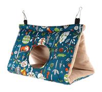 FOMIYES Hamac Suspendu pour Oiseaux en Coton Épais, Nid Chaud pour Perroquets Moyen, Abri Douillet Bleu Trou Rond, Lit D’Hiver Confortable pour Volières et Cages D’Oiseaux