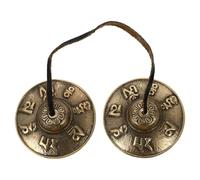 FOMIYES Instrument de Musique en Cuivre Pur pour Yoga et Rituels Religieux, Cymbales Cloche Artisanales Motif Spirituel, Adaptées la Contemplation Nettoyage Énergétique