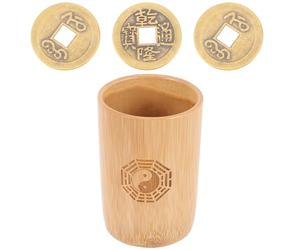 FOMIYES Jeu de Divination en Bambou Pièces de Cuivre, Pot de Jeu de Divination Chinois, Mini Pot pour Pratique Feng Shui et Outil d'apprentissage du Yi Jing