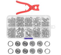 FOMIYES Kit 100 Boutons-pression Métalliques pour Tissu avec Pince de Fixation, Assortiment pour Vêtements, Couture, Pantalons et Robes en Jean, Boîte de Rangement Compacte, Outil