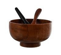 FOMIYES Kit d'outils de mélange de visage en bois, bol en bois, spatule, ensemble vintage, bricolage, soins de la peau, mini accessoires de maquillage