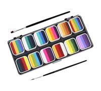 FOMIYES Kit Peinture Corporelle Visage 12 Couleurs Dégradé Aquarellable Moyenne Taille Maquillage Adulte Garçon Et Filles Festival Cosplay Avec 2 Pinceaux