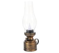 FOMIYES Lampe à Pétrole Électronique Vintage en Plastique Décoration de Lampe à Huile de Table Éclairage d'urgence Couleur Cuivre Antique Style Goutte Jaune pour Usage Intérieur et
