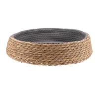FOMIYES Lit pour Animaux Tissé Rond en Osier et Herbe, Lavable, Chaud | Panier Tressé pour Chien, Chat ou Cochon, Facile à Déplacer, Coussin Confortable pour Repos Quotidien