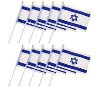 FOMIYES Lot de 10 Drapeaux à Main Israël 14x21 Cm en Polyester Résistant, Bannière Décorative Patriotique pour Jardin et Fête, Drapeau D'encouragement Lavable Couleurs Éclatantes