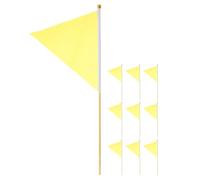 FOMIYES Lot de 10 Drapeaux Triangulaires de Marquage de Jardin Jaune, en Polyester Solide Piquet Bois, pour Signalisation Pelouse, Irrigation Automatique et Aménagement Extérieur
