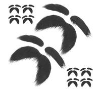FOMIYES Lot de 10 faux sourcils et barbe - Accessoires de déguisement de vieil homme d'Halloween, faux poils faciaux réalistes et autocollants pour cosplay, fournitures de fête d'Halloween