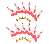 FOMIYES Lot de 12 Set de Mini Drapeaux Canadiens de Table 14x21 Cm en Polyester avec Mât Plastique 30 Cm et Socle Doré, Accessoires Décoratifs pour Fêtes, Réunions et Bureaux