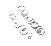 FOMIYES Lot de 15 Bagues de Jointure Ajourées en Alliage Argentées | Styles Variés, Confort Léger, Maintien Sûr, Usage Quotidien et Tenue Décontractée, pour Filles et Amatrices