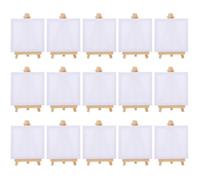 FOMIYES Lot de 15 sets de Chevalets de Table en Bois Toiles 10X10 CM et Supports 8X15 CM Kit Complet pour Peinture Acrylique Huile Aquarelle pour Loisirs Créatifs et Artistes Novices